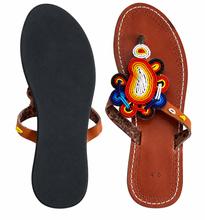 Charger l'image dans la galerie, Hand Crafted Beaded Kenyan Sandals | Maasai-Inspired Boho Summer Slides | Authentic African Sandals | African Wear | Tropical Holiday | Rubber Sole Slides