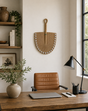 Lade das Bild in den Galerie-Viewer, Hand Woven African Decor Fan With Cowrie Shells | Primitive Decor | Statement Piece | Rustic| Boho | Farm House | Antique Wall Hanging