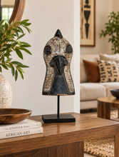 Charger l'image dans la galerie, Ancient Rooster Head Tribal African Wood Mask | Antique Hand-Carved Tribal Art| Ancient Patina Mask