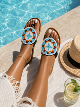 Cargar imagen en el visor de la galería, Hand-Beaded Birkenstock Sandals | Maasai-Inspired Boho Summer Slides | Kenyan Sandals | African Wear