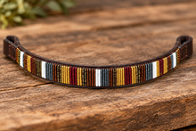 Load image into Gallery viewer, Hand-Beaded Leather Horse Browband | Artisan Horse Tack-Earth