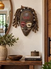 Charger l'image dans la galerie, Rare Antique Dani Tribe Mask from Angola – Vintage African Hardwood & Rope Hair Mask, Tribal Art Collector’s Piece | Hairy Tribal Mask