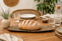 Cargar imagen en el visor de la galería, Hand Carved Jacaranda Wood Bread Board | Rustic Serving Platter (Fire-Cured)
