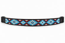 Lade das Bild in den Galerie-Viewer, Hand-Beaded Leather Horse Browband | Artisan Horse Tack-Blue Arrow