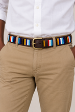 Load image into Gallery viewer, Authentic Handmade Beaded Maasai Leather Belt- Vibrant Stripes