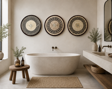 Load image into Gallery viewer, Set of 3 Handwoven Tonga Wall Decor | Natural Straw Decor | Minimalist | Farmhouse | Scandinavian Decor| (33-35cm)