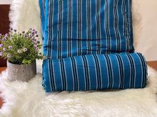Load image into Gallery viewer, Blue Striped Maasai Blanket / Masai Shukas