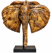 Load image into Gallery viewer, Hand Carved Elephant Head Wall Decor, African Wood Elephant Plaque, Rustic Boho Home Decor, Tribal Wall Art, Entryway Door Decor, Gift