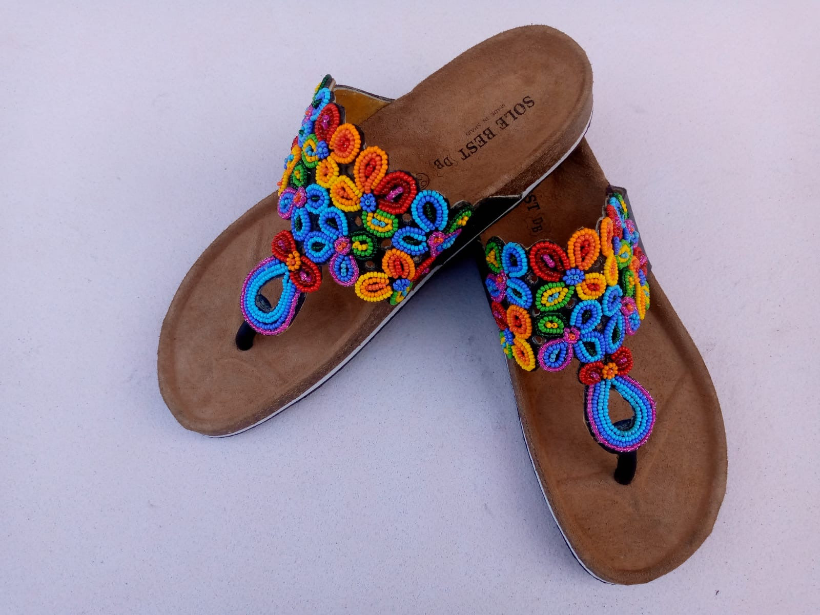 Birkenstock Beaded Sandals/ Cork Slippers-Orchid