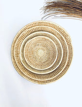 Load image into Gallery viewer, A set of 4 African Wall Baskets /Assorted Woven Wall Baskets / African Wall Decor /Boho Wall Baskets - Free Express Shipping