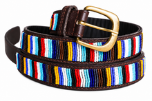 Load image into Gallery viewer, Authentic Handmade Beaded Maasai Leather Belt- Vibrant Stripes