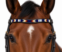 Load image into Gallery viewer, Hand-Beaded Leather Horse Browband | Artisan Horse Tack-Red Indian Art