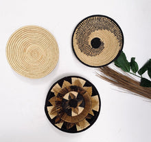 Load image into Gallery viewer, A set of 3 Boho Handwoven Wall Baskets /African Wall Baskets / Wall Decor /African Wall Decor - Free Express Shipping