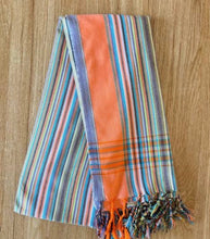 Cargar imagen en el visor de la galería, Authentic Kikoi Shawl | Traditional Kenyan Cotton Sarong &amp; Beach Wrap | Hammam Towel-Striped
