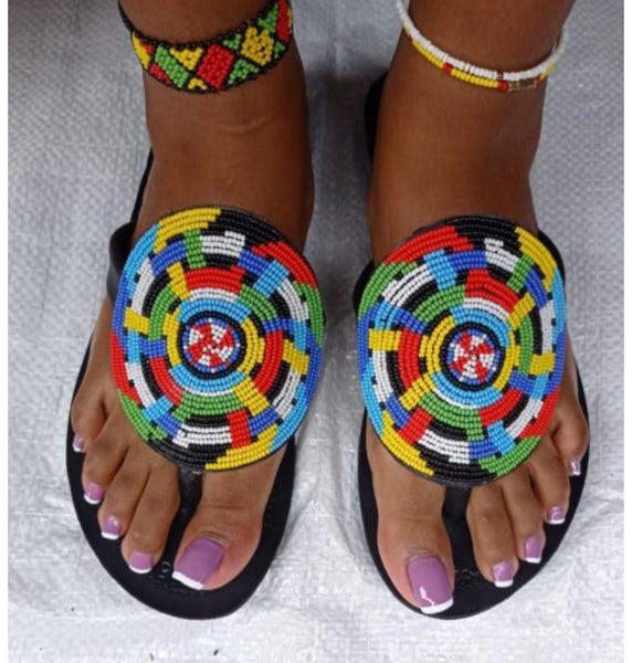 Handmade Maasai Beaded Slippers/ Thongs/ Sandals- Guianas