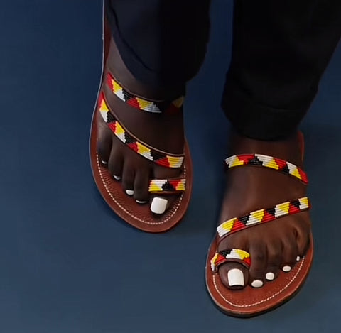 African Maasai Beaded Slippers/ Thongs/ Sandals - Beauty
