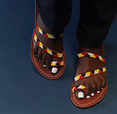 African Maasai Beaded Slippers/ Thongs/ Sandals - Beauty