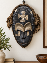 Lade das Bild in den Galerie-Viewer, Rare Antique Chokwe Tribe Mask from Angola – Vintage African Hardwood &amp; Rope Hair Mask, Tribal Art Collector’s Piece | Hairy Tribal Mask
