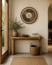 Charger l'image dans la galerie, Primitive Wall Art | Rustic African Handwoven Wall Basket | Tonga Wall Hanging | Natural Wall Decor | Straw &amp; Palm Leaf Art (47cm)
