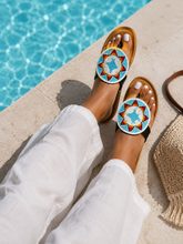 Cargar imagen en el visor de la galería, Hand-Beaded Birkenstock Sandals | Maasai-Inspired Boho Summer Slides | Kenyan Sandals | African Wear

