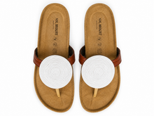 Load image into Gallery viewer, Hand Beaded Kenyan  Sandals | Maasai-Inspired Boho Summer Slides | Kenyan Sandals | African Wear | Tropical Holiday | Cork Sole | White Birkenstock Sandals
