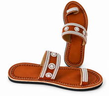 Lade das Bild in den Galerie-Viewer, Handcrafted  Kenyan  Sandals | Maasai-Inspired Boho Summer Slides | African Sandals | African Wear | Tropical Holiday  | Rubber Sole Slides
