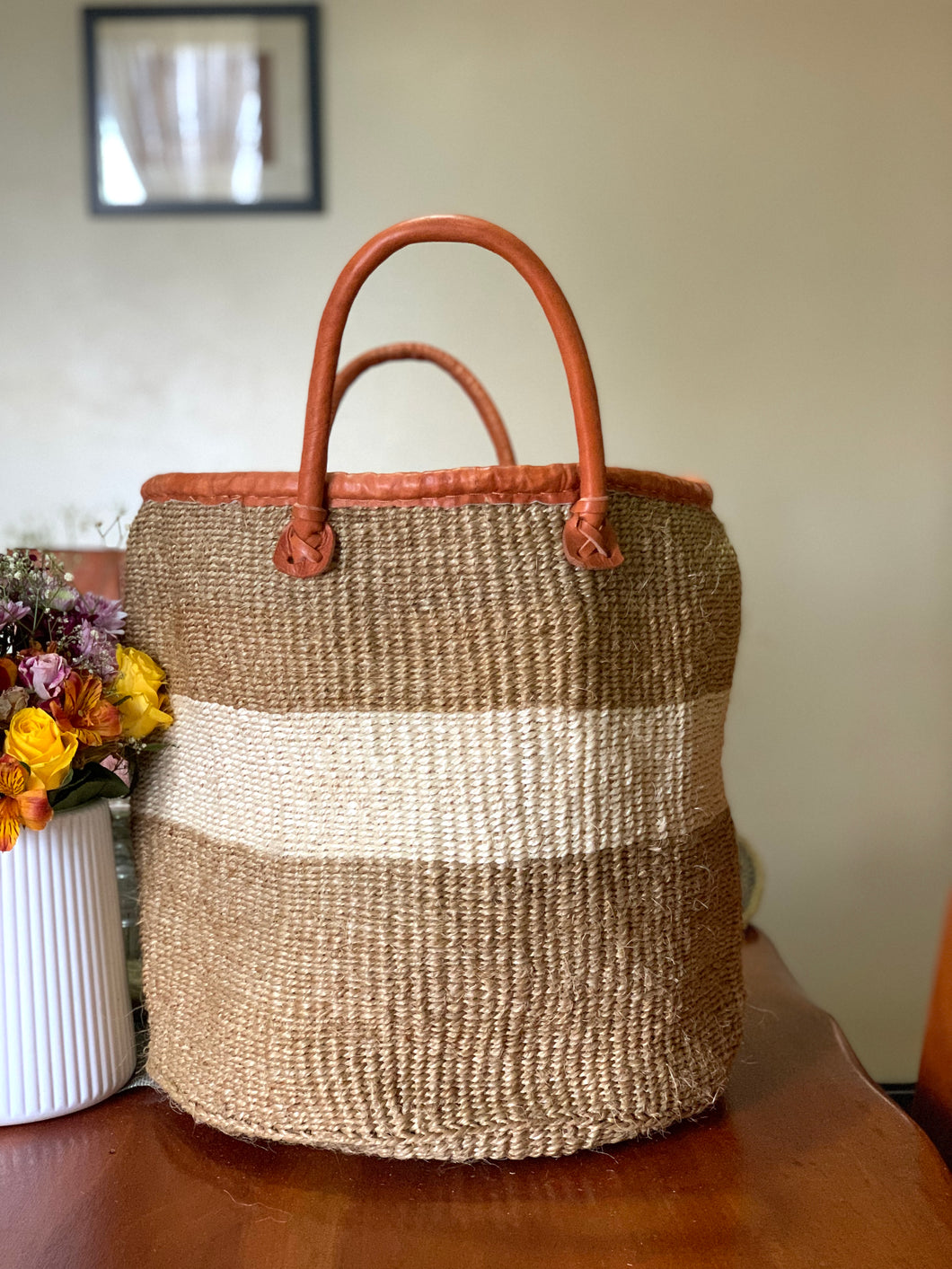 Swahili Baskets / Handwoven Storage Baskets / Natural Floor Basket-Large