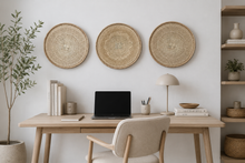 Load image into Gallery viewer, Set of 3 Handwoven Tonga Wall Decor | Natural Straw Decor | Minimalist | Farmhouse | Scandinavian Decor| (33-35cm)

