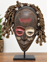 Charger l'image dans la galerie, Rare Antique Dani Tribe Mask from Angola – Vintage African Hardwood &amp; Rope Hair Mask, Tribal Art Collector’s Piece | Hairy Tribal Mask
