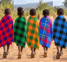 Lade das Bild in den Galerie-Viewer, Authentic Maasai Shuka | Traditional African Safari Blanket &amp; Checkered Wrap-Masai Safari Blanket-Colored
