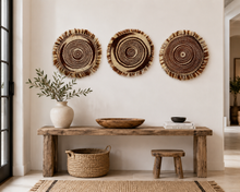 Charger l'image dans la galerie, Set of 3 Handwoven Sisal Wall Decor| African Art | Japandi | Scandinavian Decor Rustic
