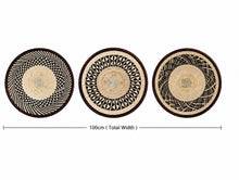 Load image into Gallery viewer, Set of 3 Handwoven Tonga Wall Decor | Natural Straw Decor | Minimalist | Farmhouse | Scandinavian Decor| (33-35cm)
