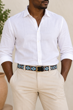 Load image into Gallery viewer, Authentic Handmade Beaded Maasai Leather Belt-Blue Equestrian
