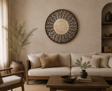 Charger l'image dans la galerie, Rustic Handwoven Wall Basket | Tonga Wall Hanging | Natural Straw &amp; Palm Leaf Art (47cm)
