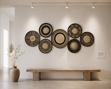 Lade das Bild in den Galerie-Viewer, Set of 7 African Handwoven Wall Decor  Baskets | Zimbabwe Tonga/ Binga Baskets | Rustic Decor |African Wall Decor Set (30-45cm) Wind
