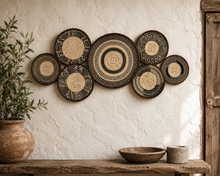 Charger l'image dans la galerie, Set of 7 African Handwoven Wall Decor  Baskets | Zimbabwe Tonga/ Binga Baskets | Rustic Decor |African Wall Decor Set (30-45cm) Earth
