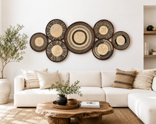 Charger l'image dans la galerie, Set of 7 African Handwoven Wall Decor  Baskets | Zimbabwe Tonga/ Binga Baskets | Rustic Decor |African Wall Decor Set (30-45cm) Earth
