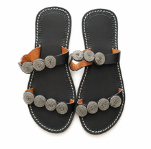Lade das Bild in den Galerie-Viewer, Hand Beaded Kenyan  Sandals | Maasai-Inspired Boho Summer Slides | Kenyan Sandals | African Wear | Tropical Holiday | Cork Sole | Rubber Sole Slides
