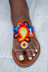Pantoufles perlées Maasai faites à la main/ tongs/ sandales -Été