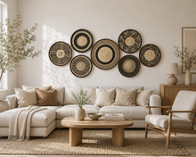 Lade das Bild in den Galerie-Viewer, Set of 7 African Handwoven Wall Decor  Baskets | Zimbabwe Tonga/ Binga Baskets | Rustic Decor |African Wall Decor Set (30-45cm) Wind
