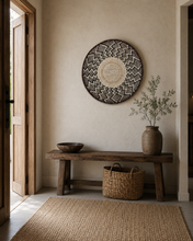 Charger l'image dans la galerie, Rustic Handwoven Wall Basket | Tonga Wall Hanging | Natural Straw &amp; Palm Leaf Art (47cm)
