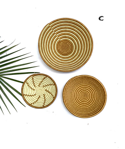 Rwanda Sisal Baskets For Room or Wall Decor /Woven Baskets - Set of 3 (30,25,20cm)