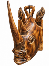 Charger l'image dans la galerie, Hand Carved Rhino Head Wall Decor, African Rhino Wood Plaque, Rustic Boho Home Decor, Tribal Wall Art, Entryway Door Decor, Gift
