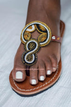 Load image into Gallery viewer, Handmade Maasai Beaded Slippers/ Thongs/ Sandals -Earth
