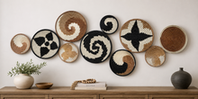 Load image into Gallery viewer, Set of 10 Handwoven Sisal Baskets | African Wall Art | Boho Japandi Decor | Rwanda Baskets

