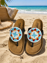 Cargar imagen en el visor de la galería, Hand-Beaded Birkenstock Sandals | Maasai-Inspired Boho Summer Slides | Kenyan Sandals | African Wear
