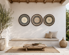 Load image into Gallery viewer, Set of 3 Handwoven Tonga Wall Decor | Natural Straw Decor | Minimalist | Farmhouse | Scandinavian Decor| (33-35cm)
