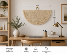 Load image into Gallery viewer, Handwoven Sisal Decorative Fan Wall Decor, Black African Wall Art, Natural Fiber Boho Decor, Woven Fan Tapestry, Japandi Decor -White
