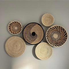 Wanddekorationskorb-Set mit 6 afrikanischen Körben zum Aufhängen an der Wand