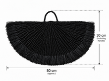 Cargar imagen en el visor de la galería, Handwoven Sisal Decorative Fan Wall Decor, Black African Wall Art, Natural Fiber Boho Decor, Woven Fan Tapestry, Japandi Decor -BLACK
